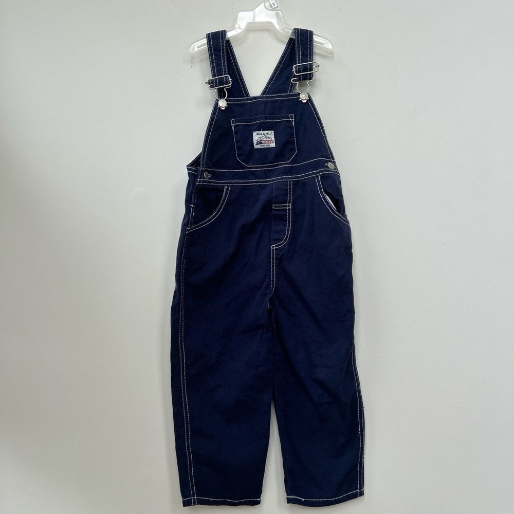 Vintage carters toddler boys Navy blue denim overalls white stitching #dungarees